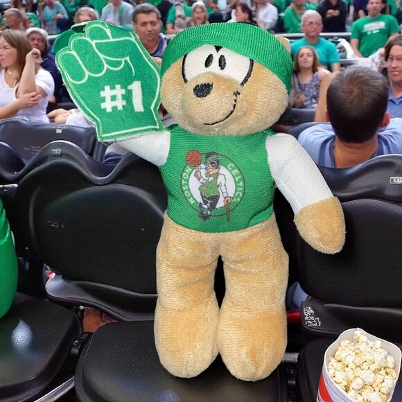NBA Plush Boston Celtics Teddy Bear Basketball Foam Finger #1 Nursery Gift 9" - Picture 1 of 10